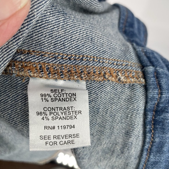 One World Blue Denim Jacket Women's 1X With Embellished Sleeves With Sequins - Picture 10 of 11